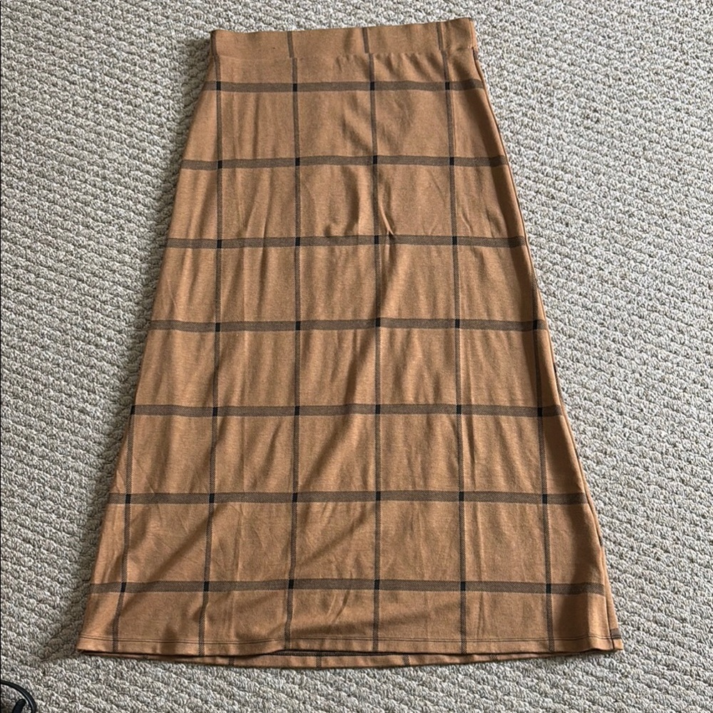 Brown and Tan A-Line Maxi Skirt for Casual Wear